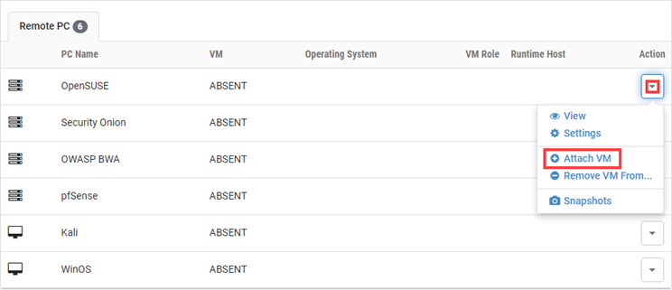 Remote PC Attach VM